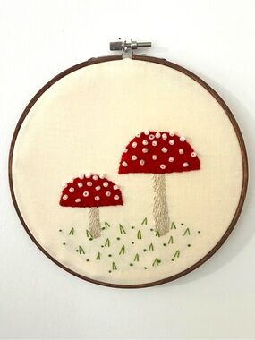 Mushrooms Amanita embroidery